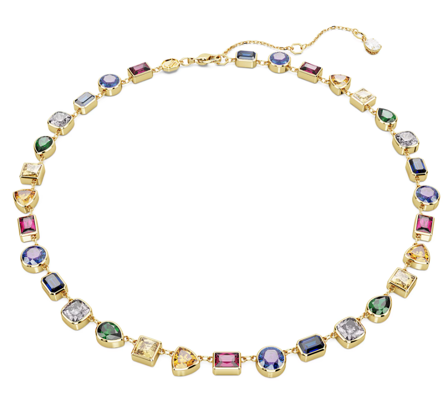 Swarovski Imber Tennis necklace Mixed cuts Multicolored Gold-tone