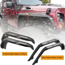 Front & Rear Fender Flares For Jeep Wrangler 2007-2018 JK JKU Steel w/LED Lights