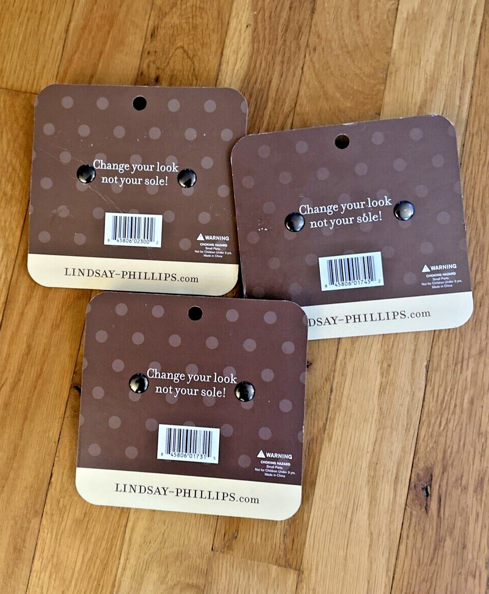 LINDSAY PHILLIPS Shoe Snaps - 3  Sets - Decorative Jewelry Charms for Shoes