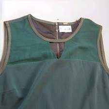 Elie Tahari Midi Dress Woman Sz 12 Fitted Forest Green Exposed Back Zipper 