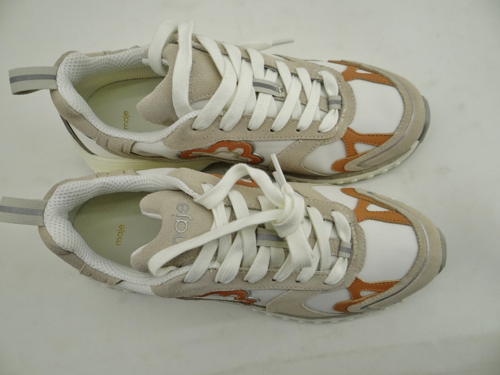 Maje Sneaker Low Sport Shoes Rose Ecru Womens Logo Patch White Mesh 39 image 8