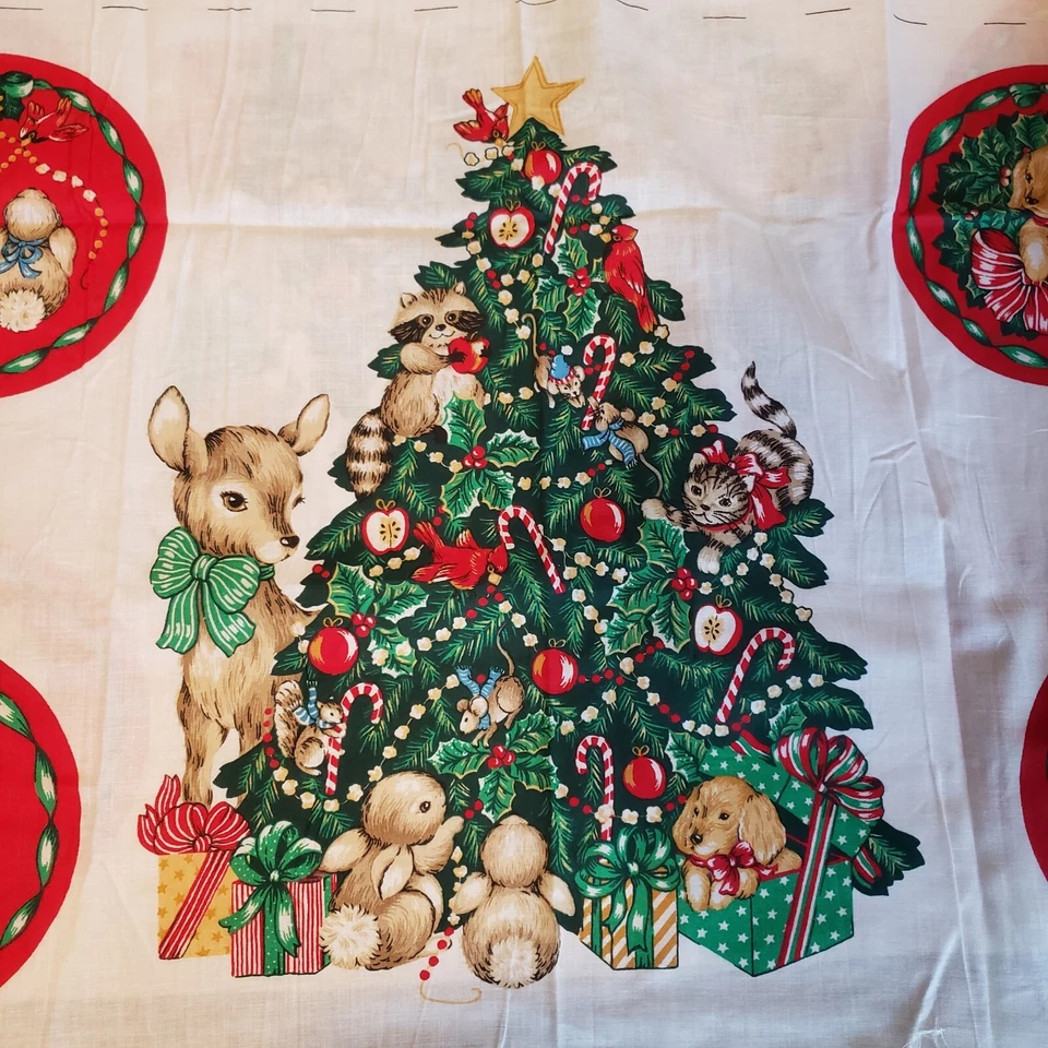Panel de tela 2 Wamsutta sin cortar adornos de árbol de Navidad con sello de colección Foto 4 de 4