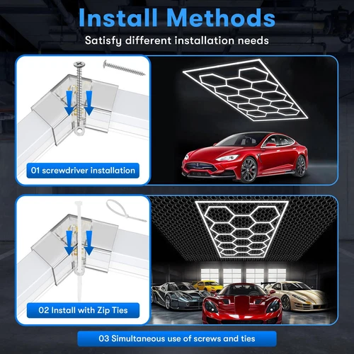14 Hexagon LED Lighting Car Detail Garage Workshop Retail Light Honeycomb Hex - Picture 4 of 12