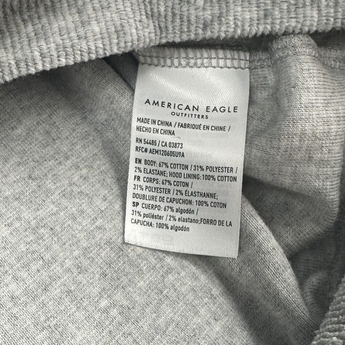 American Eagle Hoodie Sweatshirt Damen klein grau Pullover Oberteil gerippt weich Strick - Bild 8 von 8