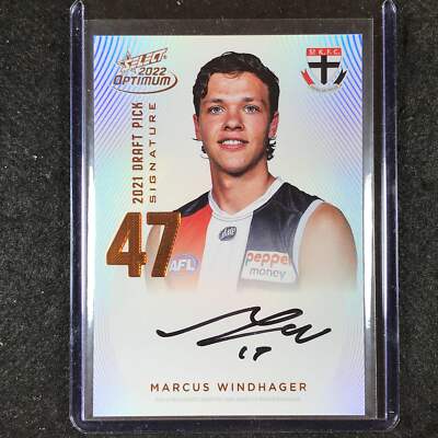 2022 Select AFL Optimum MARCUS WINDHAGER Draft Pick Signature Copper 46/170