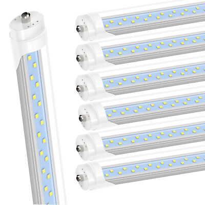 8FT LED Tube Lights 72W Single Pin FA8 Garage Clear LED Shop Light Bulbs 25 Pack