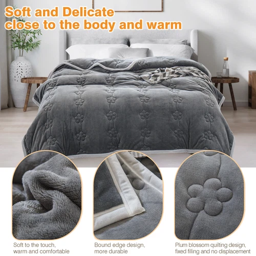 Flannel Blanket Winter Warm Reversible Twin Queen Size Plush Sofa Bed Blankets - Picture 14 of 55