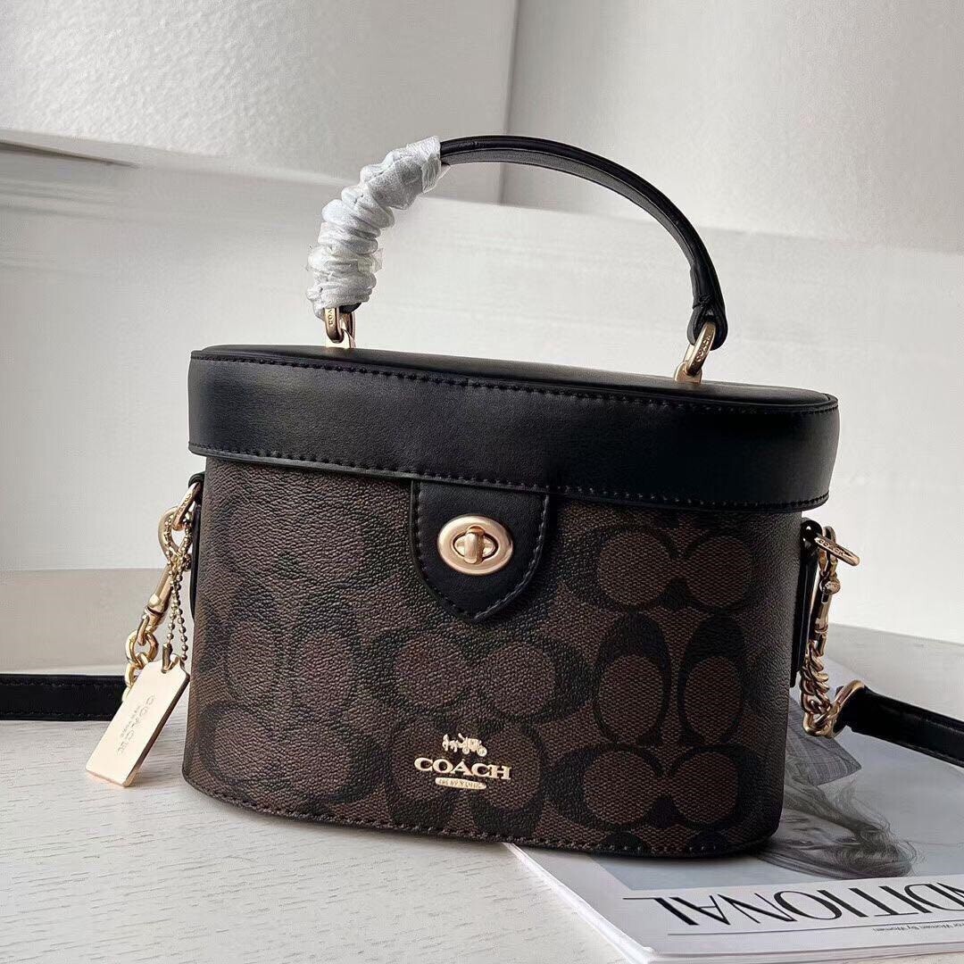 COACH ブラック ボストンバッグ 2way COACH 2way 78277 Vanity bag Shoulder Bag turnlock leather