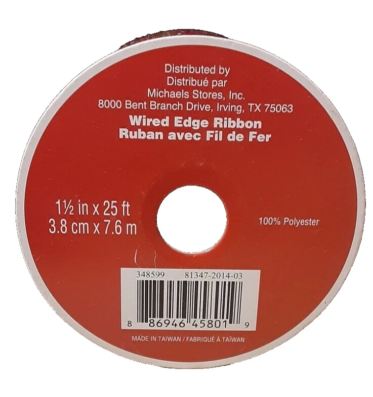 Michael's Red and Gold Wire-Edged Ribbon 1.5 Inches x 25 Feet NEW - Image 2 of 4