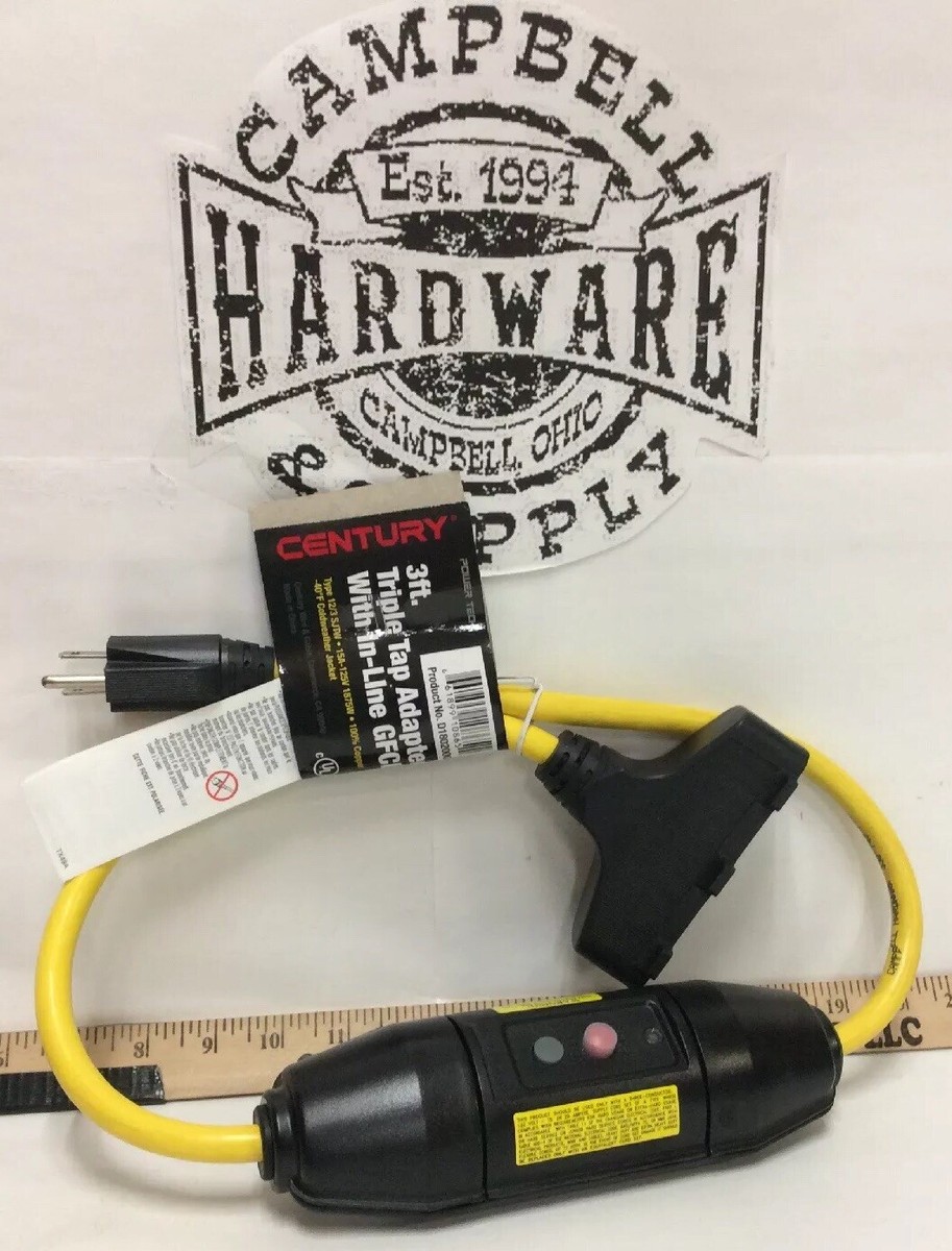 GFCI Extension Cord Ground Fault Interrupter Century 3' Shock With