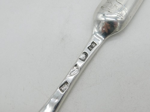 George II Sterling Silver Heraldic Crest Bone Marrow Scoop Antique 1737 London - Picture 4 of 7