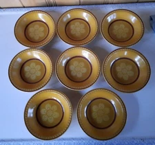 Vintage Suzukastone 8 Gold Mosaic Brown Bowls 7.5 Inches Diameter