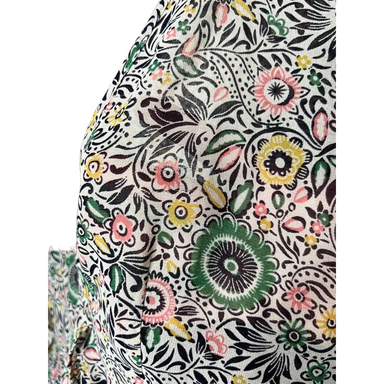 Cabi Floral Print Ruffle Short Sleeve Vneck Poet … - image 6