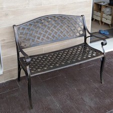 2 Seater Metal Garden Bench Outdoor Patio Love Seat Furniture Cast Aluminium