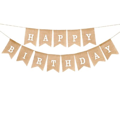 Happy Birthday Wimpel Banner, 6,6 Fuß Hessisch Happy Birthday Banner Stoff