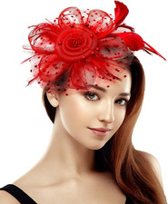 Fascinator Tea Party Hat Women 20S 50S Wedding Cocktail Flower Mesh Feathers Hai