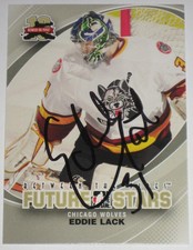 EDDIE LACK SIGNED 11-12 ITG BETWEEN THE PIPES FUTURE STARS ROOKIE CARD AUTOGRAPH. rookie card picture