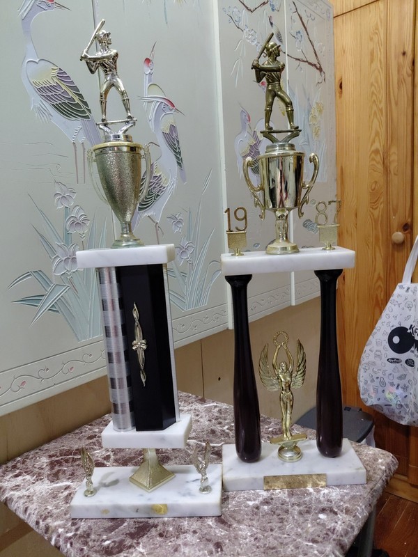 2 / Basketball trophy  1-1987 Most IMPROVE PLAYER /1980 s 21inches TALL Bklly NY