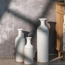 Sziqiqi Boden-Vase Groß Weiß: 68/51/41 cm Hohe Metall 3er-Set, Blumen-Topf, Deko