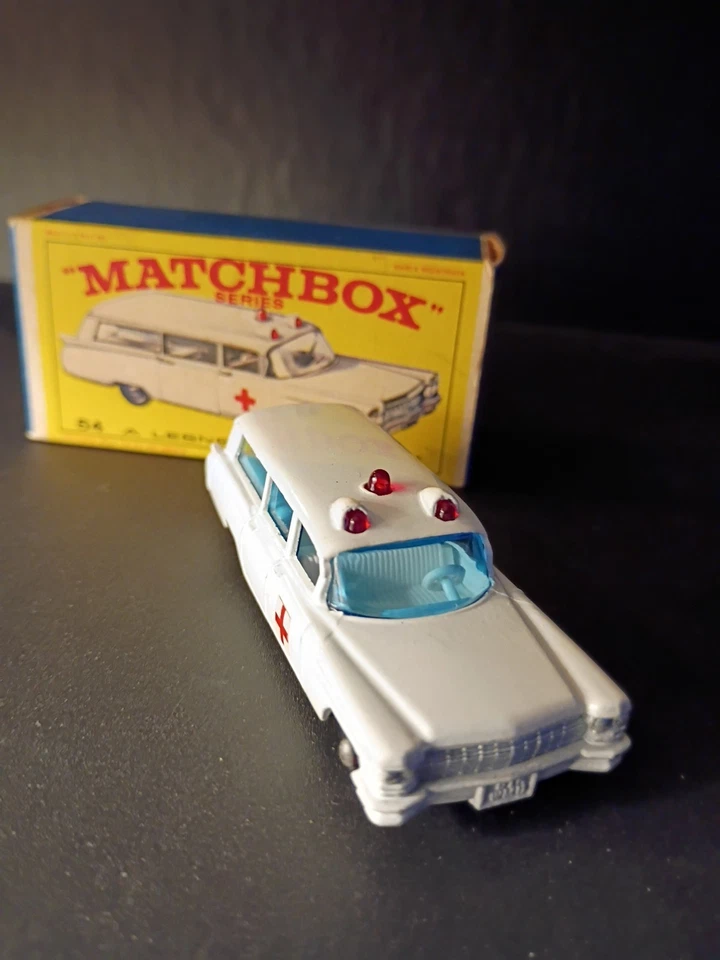 Matchbox #54B Cadillac Ambulance Small  Label VN Mint In Solid  Original E3 Box - Image 2 of 4
