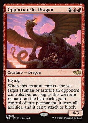 x1 Opportunistic Dragon R MTG Commander: Tarkir: Dragonstorm M/NM, English