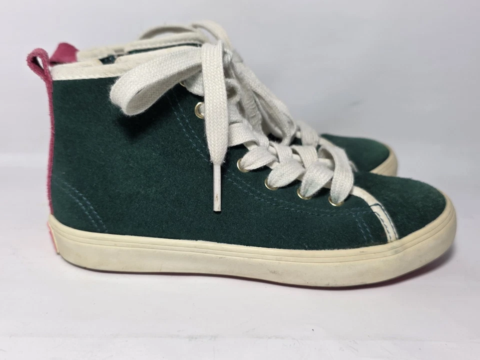 Mini Boden Green/Pink Suede High-Top Side Zip Shoes Sneakers Sz 29 (US 11.5) - Image 3 of 4