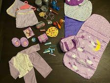 Our generation 18" Doll Sleeping Bags, PJ's, Bath Set, Camping, Pizza  More 