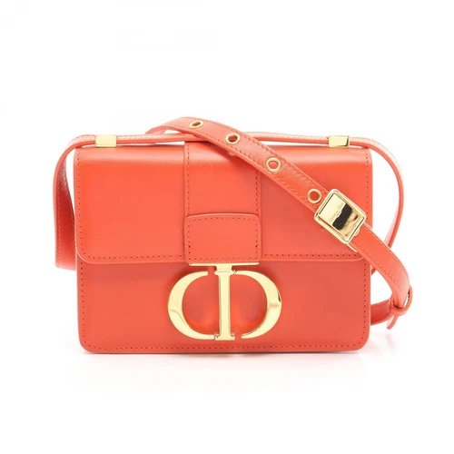 AUTH CHRISTIAN DIOR 30 MONTAIGNE MICRO SAC BANDOULIÈRE CUIR FEMME ORANGE F/S