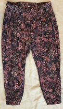 womens rbx leggings Black Pink Floral 7/8 Size 1X