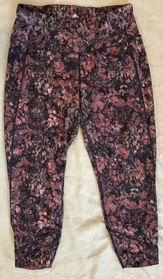 womens rbx leggings Black Pink Floral 7/8 Size 1X