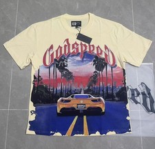 NEW Godspeed Seaside Yellow Racing Print Logo tee men's Short sleeved T-shirt