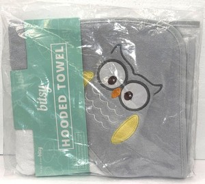 Bitsy Hooded Towel Gray Owl Design Baby Toddler Bath Swim Beach Pool Essential