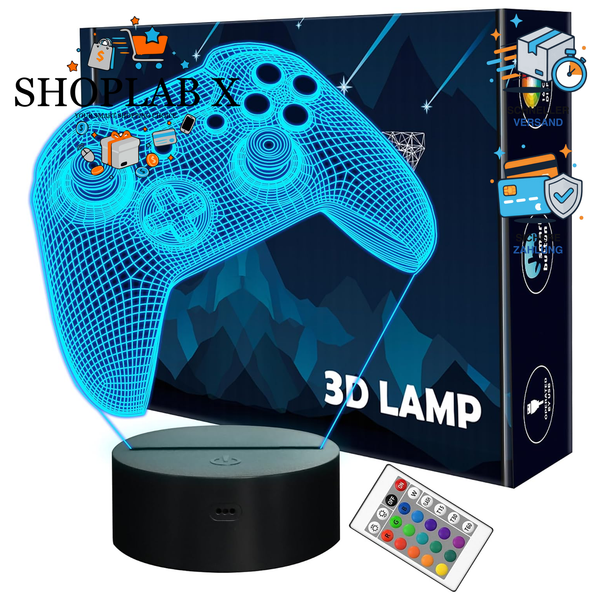 3D Gamepad Nachtlicht Illusionslampe Mit Fernbedienung 16 Farben Timer-image