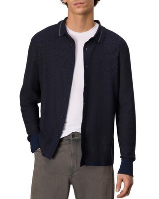 Rag & Bone Harvey Pique Button Front Shirt Men's S Salute Collared Long Sleeve 