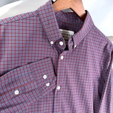 Mizzen Main Shirt Men Large Tall Leeward Gingham Check Slim Poly Blend Easter