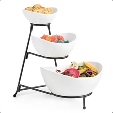 3 Tier Serving Bowls with Stand, Serving Dishes Chips and Dip Serving Set for...