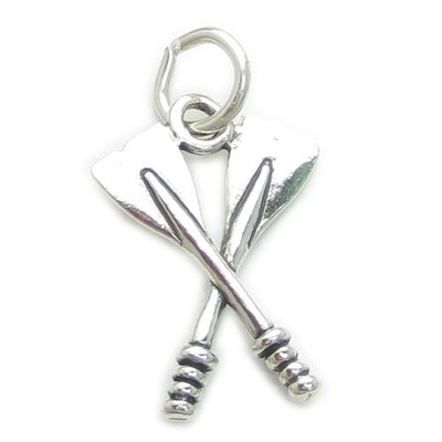 Gekreuzte Ruder Sterling Silber Charm 0,925 x 1 Bootfahren Ruderboote Charms