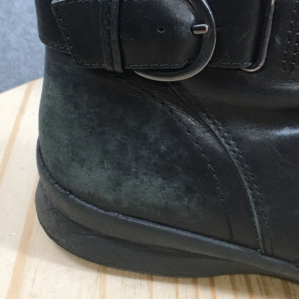 Earth Boots Mujer 8.5 Ancho Natural Tahoe Botín Cuero Negro Informal Tobillo Top Foto 2 de 4