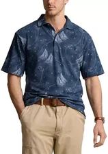 Polo Ralph Lauren Mesh Polo Shirt XXL 2XL Blue Nautical Sailboat Print $125 NWT