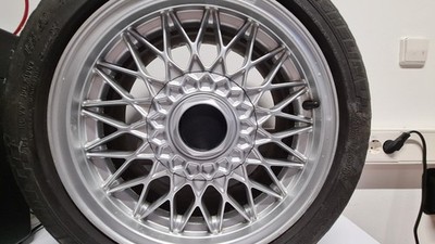 SET BBS RZ e30 BMW style 5 4x100 15'' center caps cross spoke wheels waffle  (4x)