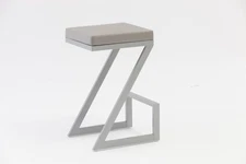 Lots Of 2 Light Gray Faux Leather  Silver Stainless Steel Counter Stool Chair