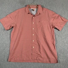 Quiksilver Shirt Mens 2XL Red White Plaid Short Sleeve Button Up Casual Surf