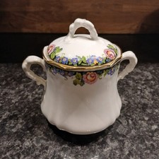 Beau sucrier en porcelaine de Limoges "MG" Mavaleix et Granger à frise florale