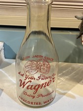 vintage 1 qt Wagner Milk Bottle, Anacortes WA, Puyallup Fair Gold Medal design