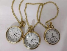Lot of 3 Watch elgin pocket vintage Collectible Antique Brass Pocket Watch GIFT