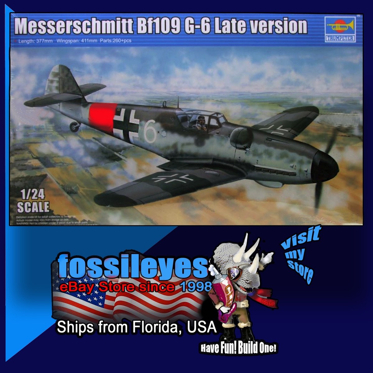 TRUMPETER 02408 1/24 MESSERSCHMITT BF109 G-6 GUSTAV LATE, ERLA