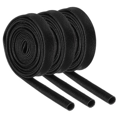 3Pcs Wire Insulation Braid  Fire Sleeve,3.28Ft-4mm ID Black, High Temp Silicone