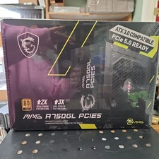 MSI MAG A750GL PCIE 5 & ATX 3.0 Power Supply 80 Plus Gold Certified 750W ATX PSU
