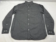Flint and Tinder Herringbone Button Down Shirt Regular Fit Gray Mens Large