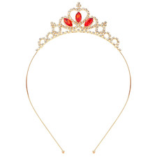 Gold  Red Tiara for Girls - Crystal Princess Tiara Crown Headband - Birthday, P